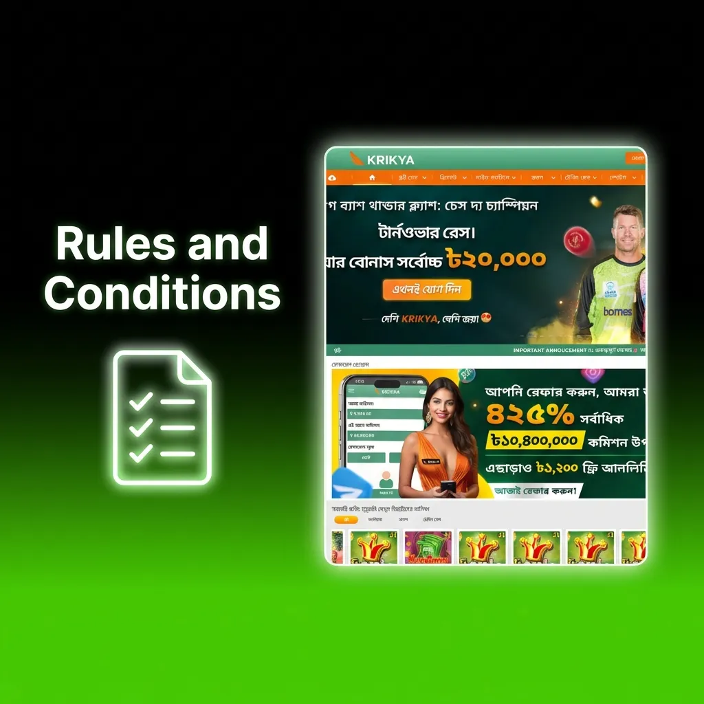 Krikya rules document showing age restrictions, account limits, and verification requirements for players