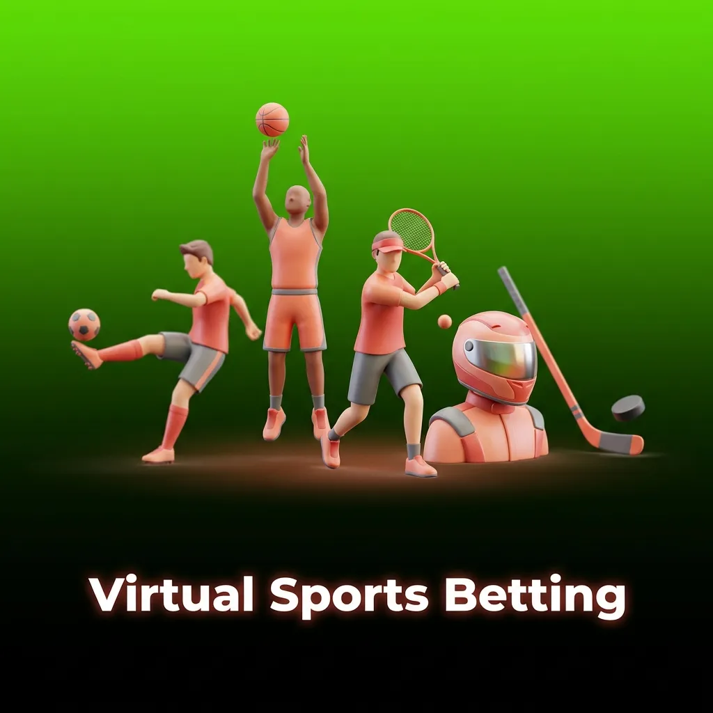 Virtual sports betting interface showing 3D animated football, cricket, horse racing, and tennis events with quick results